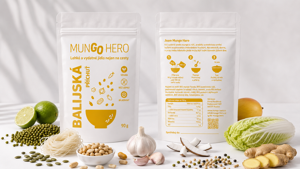 Balijská - mungo s rýžovými nudlemi, mangem a arašídovou omáčkou