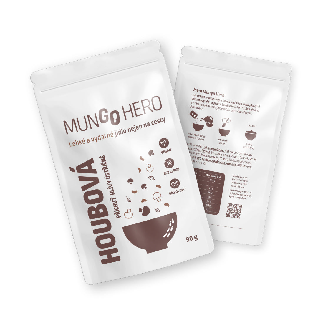 Houbová - mungo s hlívou, pohankovými kroupami a brusinkami
